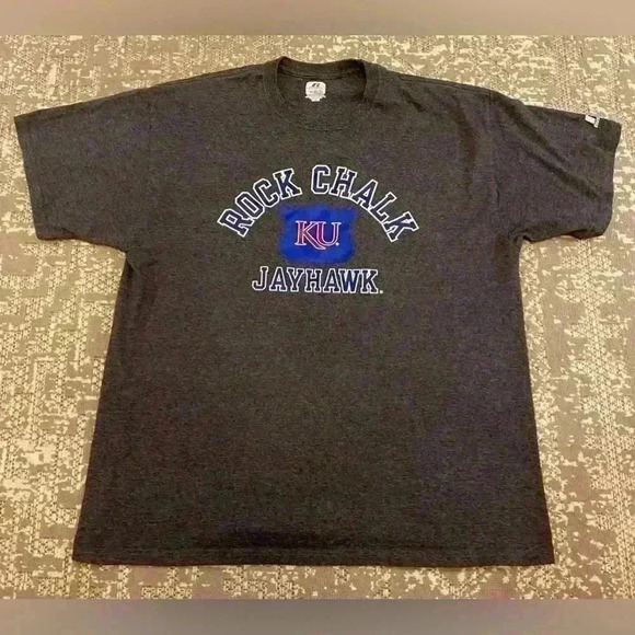 Kansas Jayhawks Russell Athletic Logo shirt size XL color Dark Gray - Picture 1 of 5